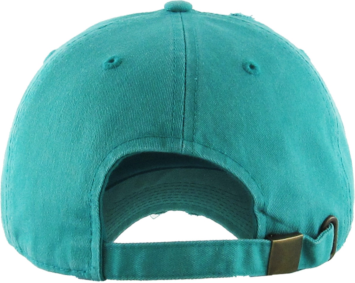 Pigment Washed Turquoise Distressed Vintage Baseball Cap Back View